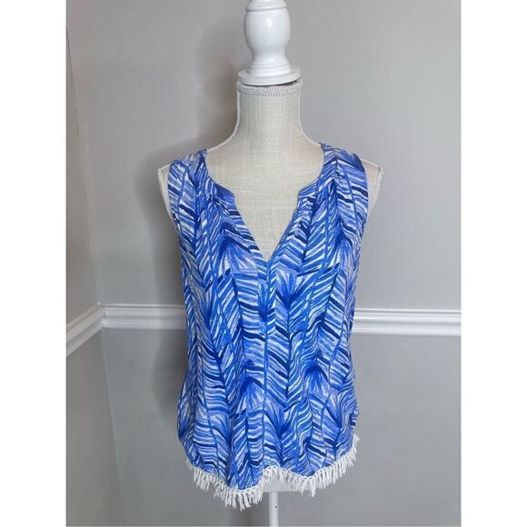 LILLY PULITZER KIPPER LAPIS BLUE COSTA VERDE BLOUSE TOP SIZE XS - Picture 2 of 7